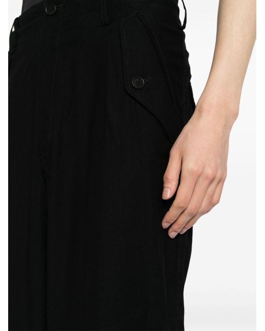 Yohji Yamamoto Black Cropped Cotton Trousers for men