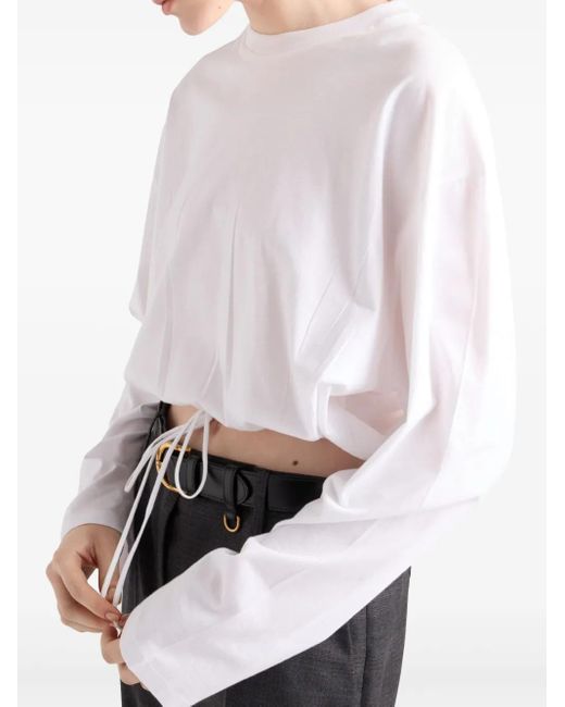 Prada White Long-Sleeved Jersey T-Shirt