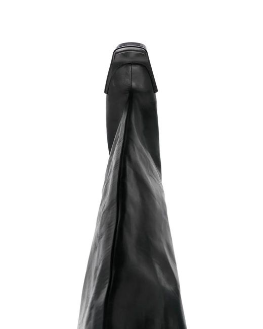 Rick Owens Black Flared Platform Leather Boots for men