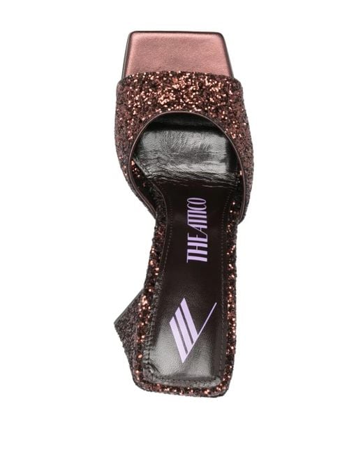 The Attico Brown Devon Glittered Mules