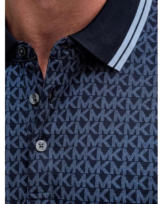 Michael Kors Blue Pattern Trim Polo Shirt for men