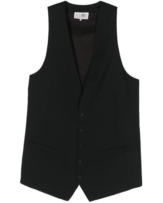 MM6 by Maison Martin Margiela Black Long Pointed Vest With Lacing