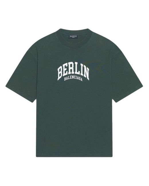 T-shirt à imprimé Berlin Balenciaga pour homme en coloris Green