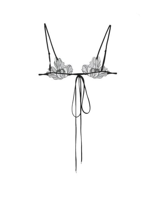 Patrizia Pepe Black Floral-Lace Bra