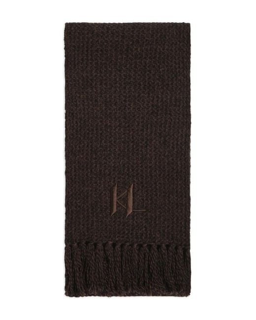Karl Lagerfeld Black Monogram Fringed Scarf for men