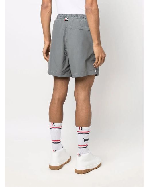 Thom Browne Gray Drawstring-Waist Track Shorts for men