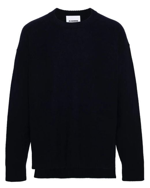 Jil Sander Blue Side-Slits Wool Jumper for men