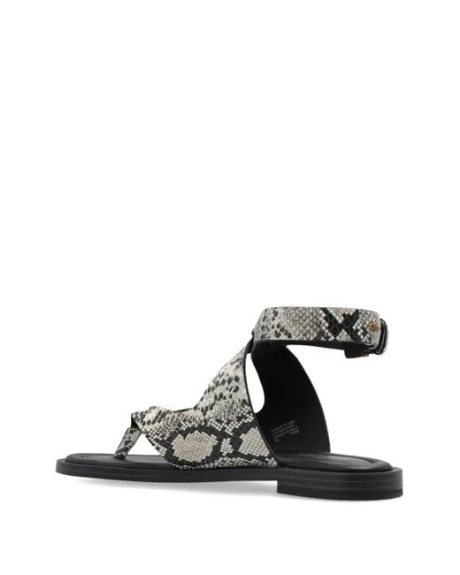 MICHAEL Michael Kors Gray Irene Embossed Snake-Motif Flat Sandals