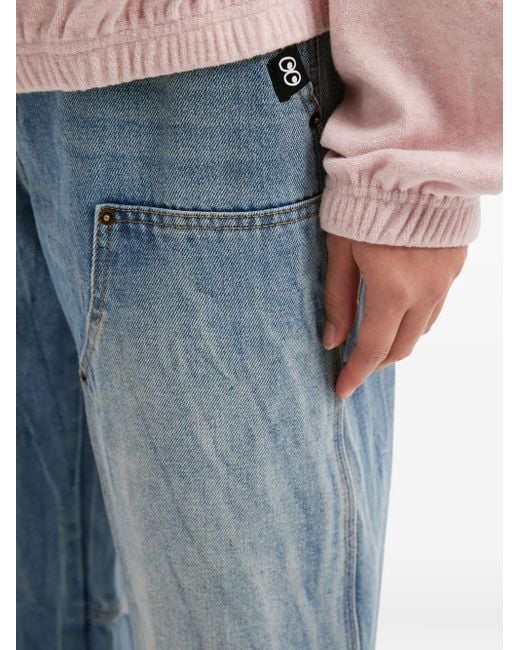 Mini Cream Blue Panelled Jeans