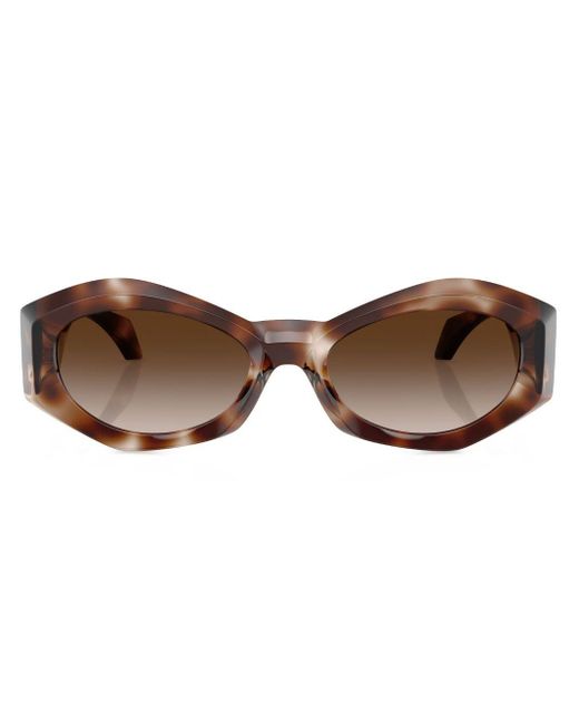 Versace Brown Medusa-plaque Oval-frame Sunglasses