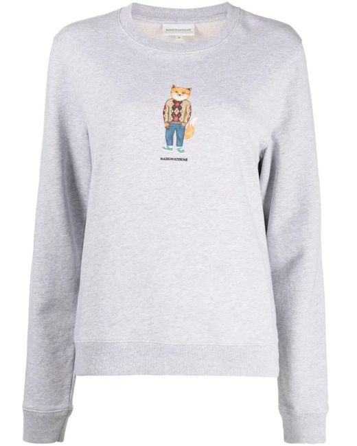 Maison Kitsuné Sweater Met Vosprint in het White