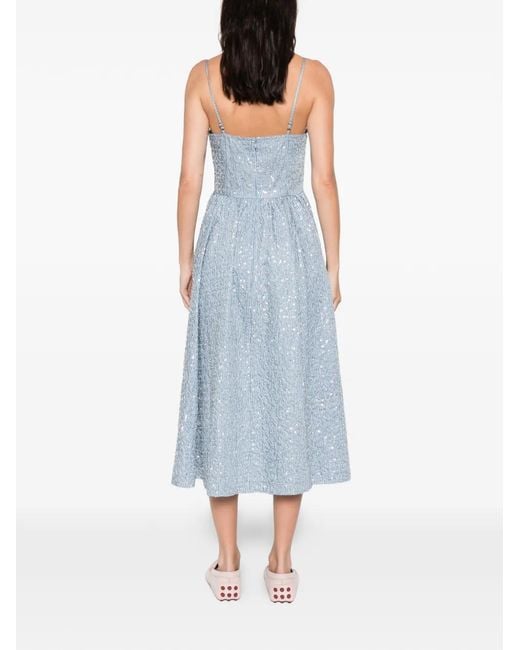 Sandro Blue Sequined Midi Dress