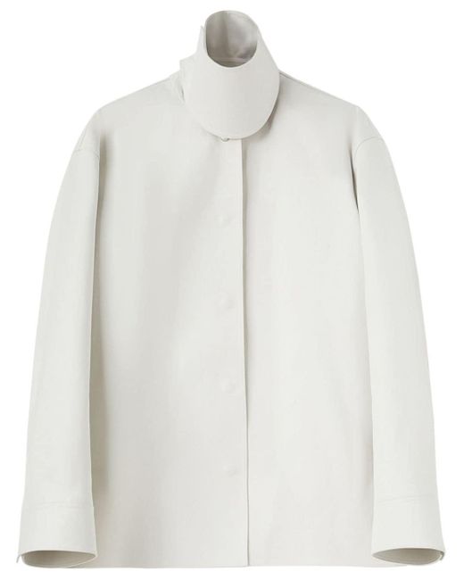 Jil Sander White High-neck Cotton Shirt Jacket