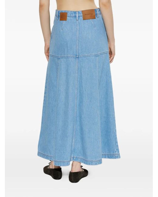 Munthe Blue Tuxya Panelled Denim Maxi Skirt
