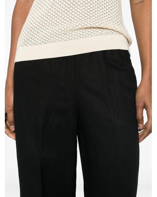 Gant Black Elasticated-Waistband Wide-Leg Trousers