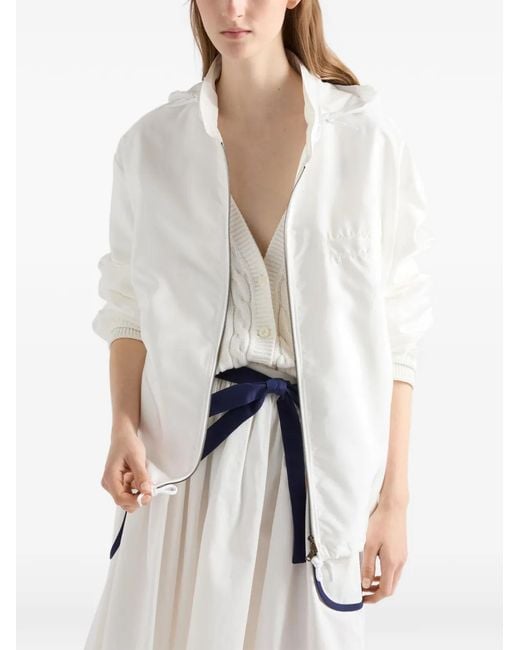 Prada White Lightweight Re-Nylon Blouson Jacket