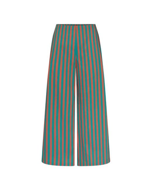 Simon Miller Green Toni Striped Poplin Cropped Palazzo Pants
