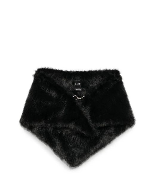 Simone Rocha Black Faux-Fur Lobster-Clasp Scarf