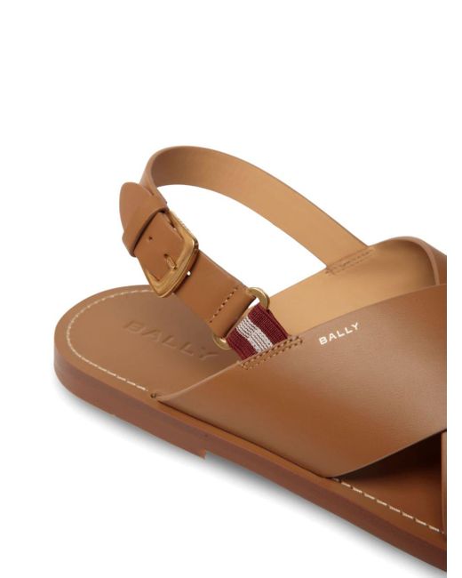 Bally Brown Chateau Crossover-strap Leather Sandals for men