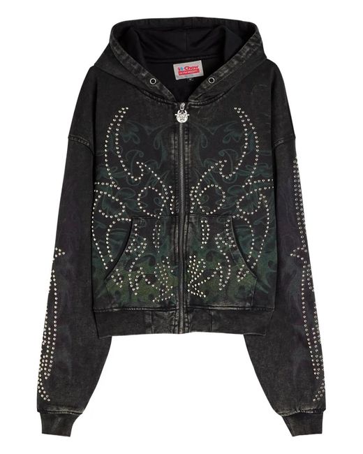 Chew Forever Black Static Roach Studded Hoodie for men