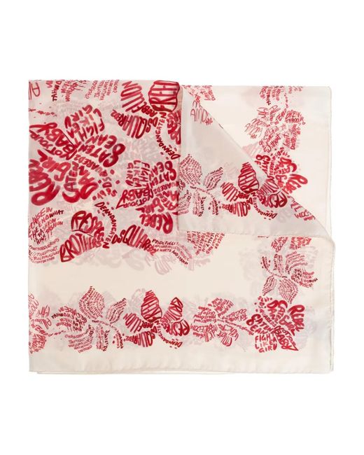 DSquared² Pink Floral-Print Silk Scarf