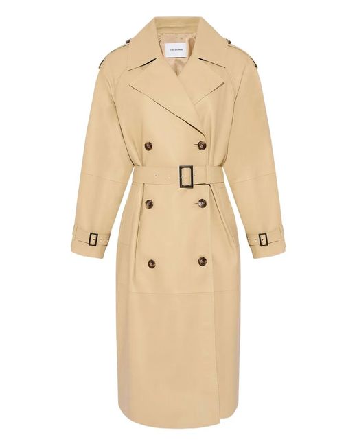 Yves Salomon Natural Belted Leather Trench Coat