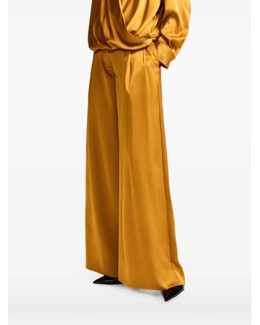 Essentiel Antwerp Yellow Katerina Pleated Satin Trousers