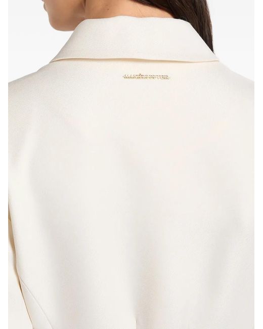 Manière De Voir White Cinch Button Up Blazer Dress