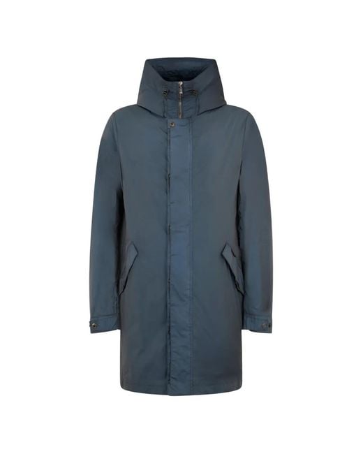 Moorer Blue Hooded Coat for men