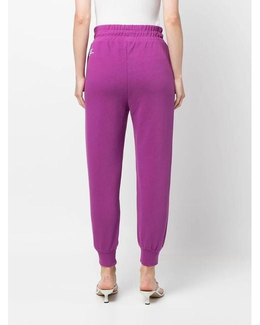 Patrizia Pepe Purple Logo-Print Cotton Track Pants