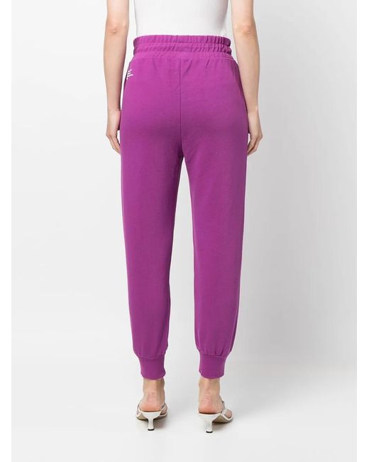 Patrizia Pepe Purple Logo-Print Cotton Track Pants
