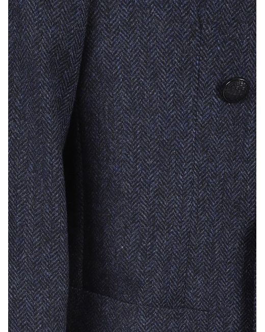 Tagliatore Blue Herringbone Double-Breasted Jacket for men