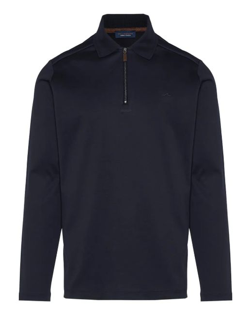 Paul & Shark Blue Long-Sleeve Zip Polo Shirt for men