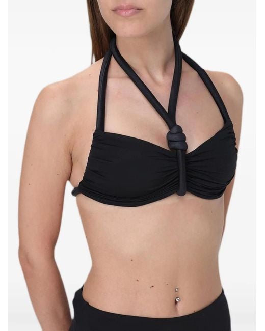 Maygel Coronel Black Ruched Halterneck Bikini