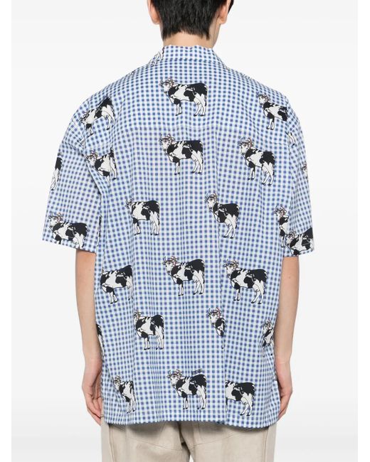Moschino Blue Cow-Printed Shirt for men