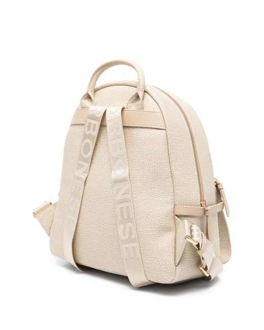 Borbonese Natural Medium Top-Handle Backpack