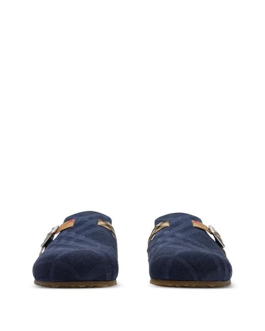 Burberry Blue Check Denim Urchin Clogs for men