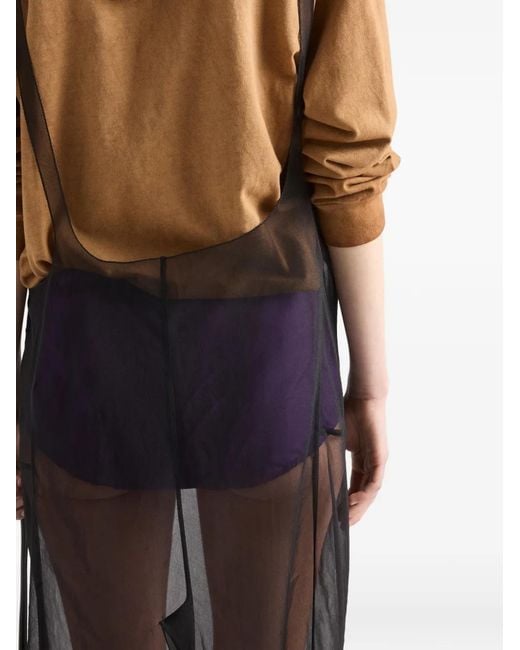 Prada Cigaline Midi-Rok Met Bretels in het Black