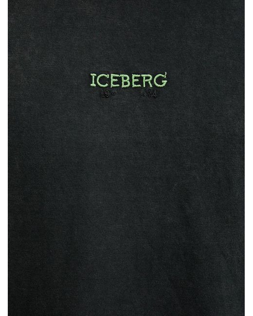 Iceberg Black Printed Short-Sleeve T-Shirt for men