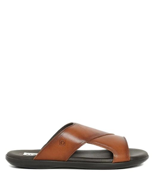 Amir Slama Brown Faux-Leather Slides for men