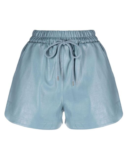 Maje Drawstring-waist Leather Shorts in Blue | Lyst UK