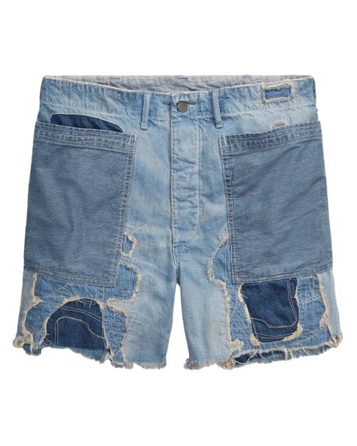 Pantalones vaqueros cortos con diseño patchwork RRL de hombre de color Blue