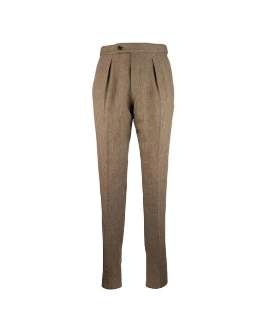 Incotex Natural Pleated-Front Tapered-Leg Trousers for men