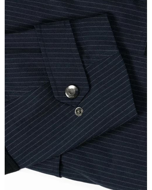 Valentino Garavani Blue Pinstripe-Pattern Panelled Coat