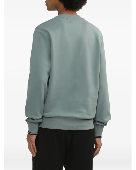 Fred Perry Blue Embroidered-Logo Crew Neck Sweatshirt for men