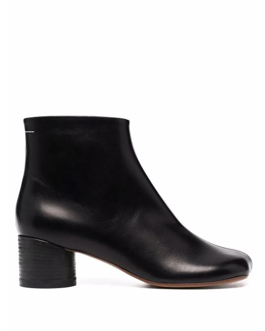 MM6 by Maison Margiela Black Leather Ankle Boots