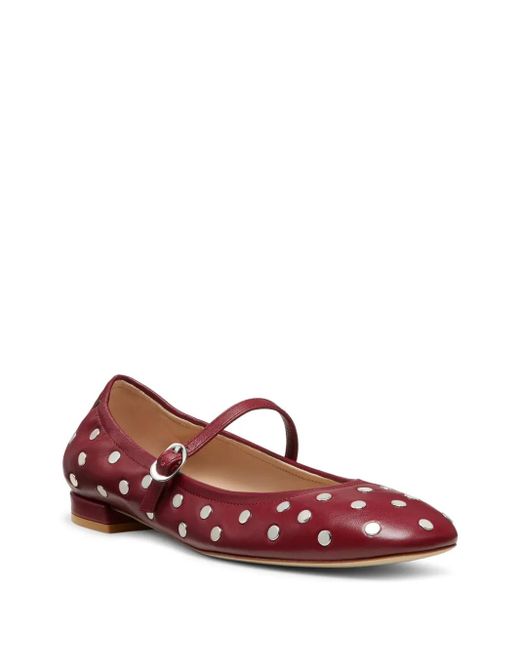 Stuart Weitzman Red Claris Stud Ballet Flats