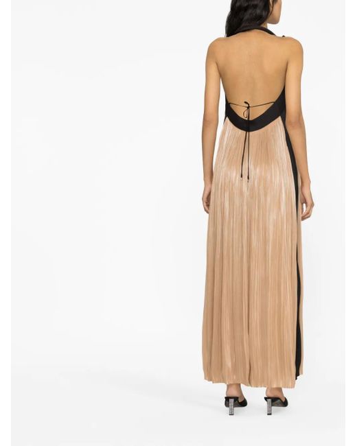 V:PM ATELIER Natural Two-Tone Open-Back Maxi Dress