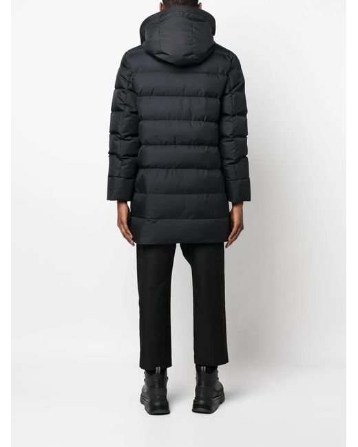 Moorer Black Drawstring-Hood Padded Coat for men