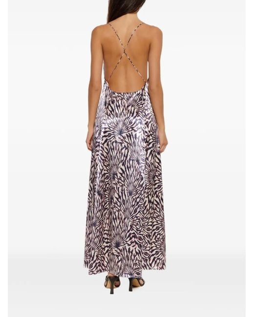 Ulla Johnson Purple Abstract-Print Open-Back Maxi Dress